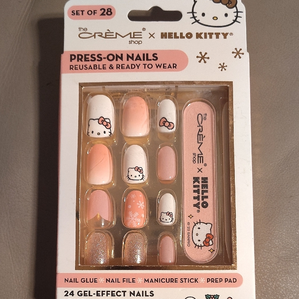 Hello Kitty Press-On Nails Set - Pink and White